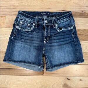 Miss Me Denim Shorts Size 30 | Embellished Studded Pockets | Medium Wash